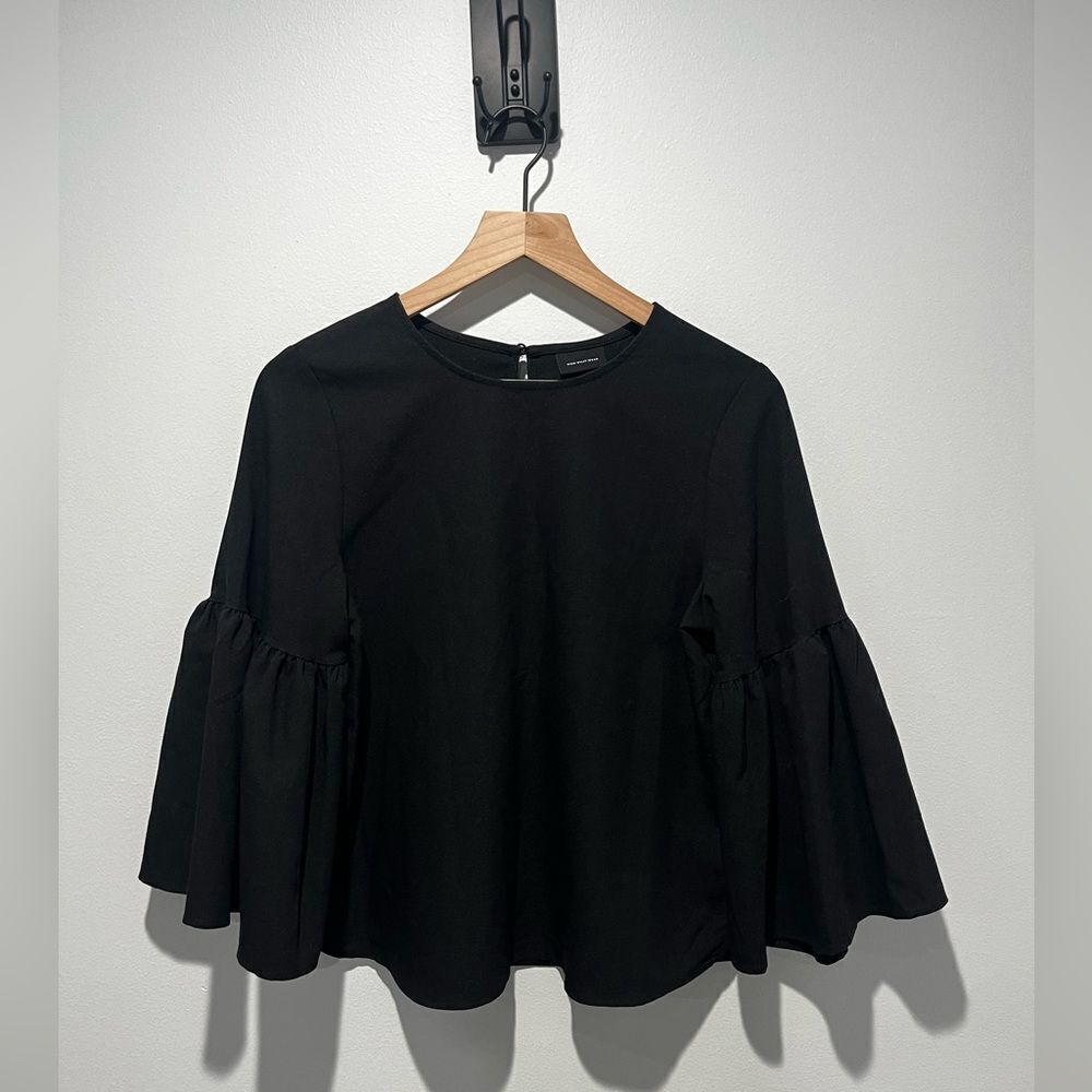 Who What Wear Black Bell Sleeve Blouse S